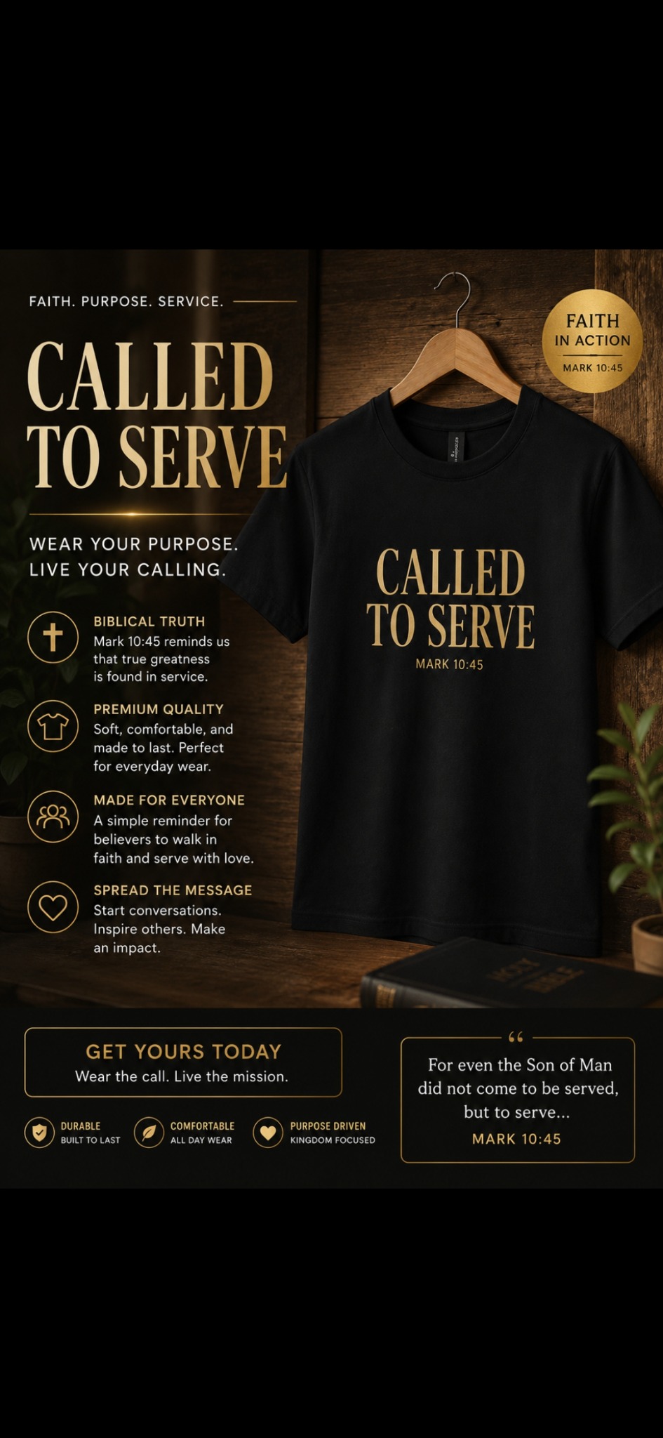 Called to Serve T-Shirt — Black