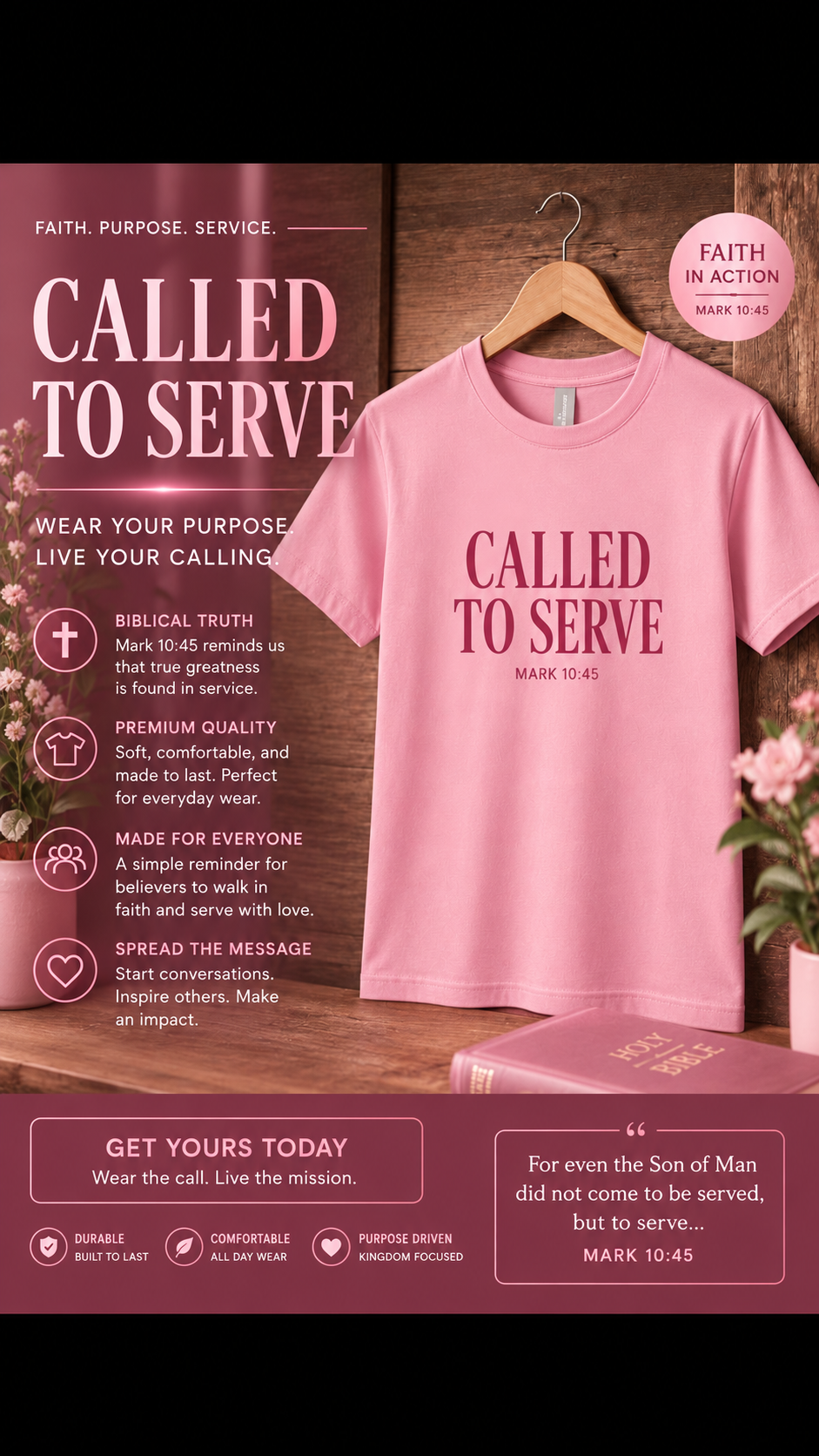Called to Serve T-Shirt — Pink