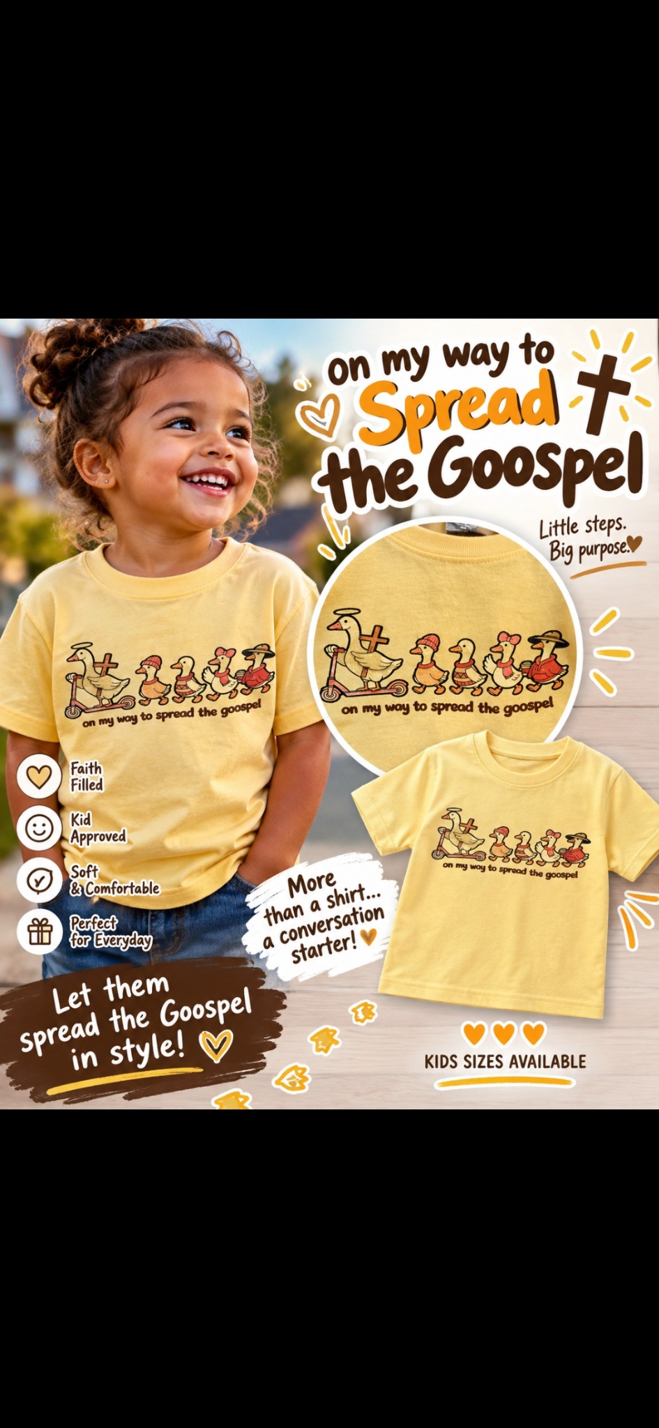 On My Way to Spread the Goospel Kids T-Shirt